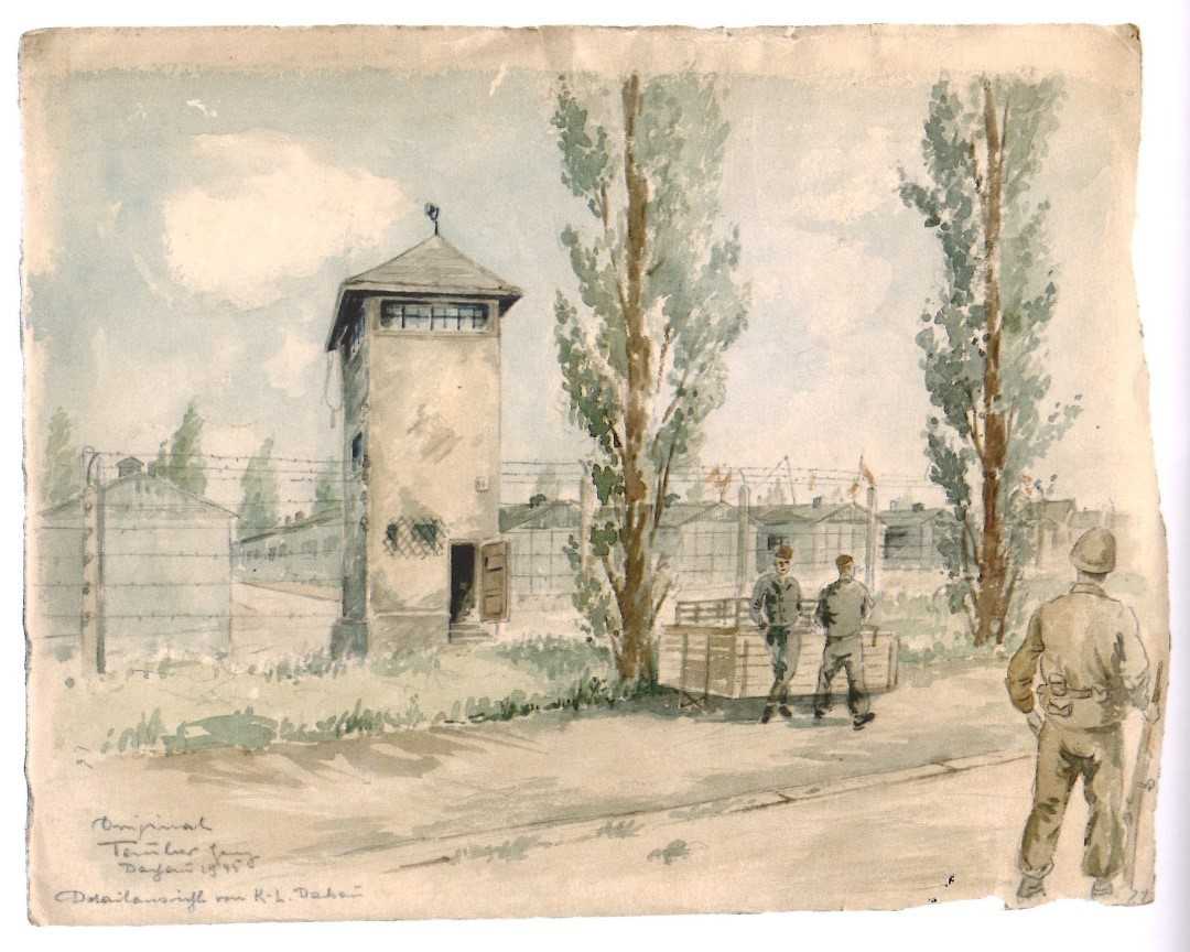 Aquarellbild »Detailansicht vom K.L. Dachau« von Georg Tauber