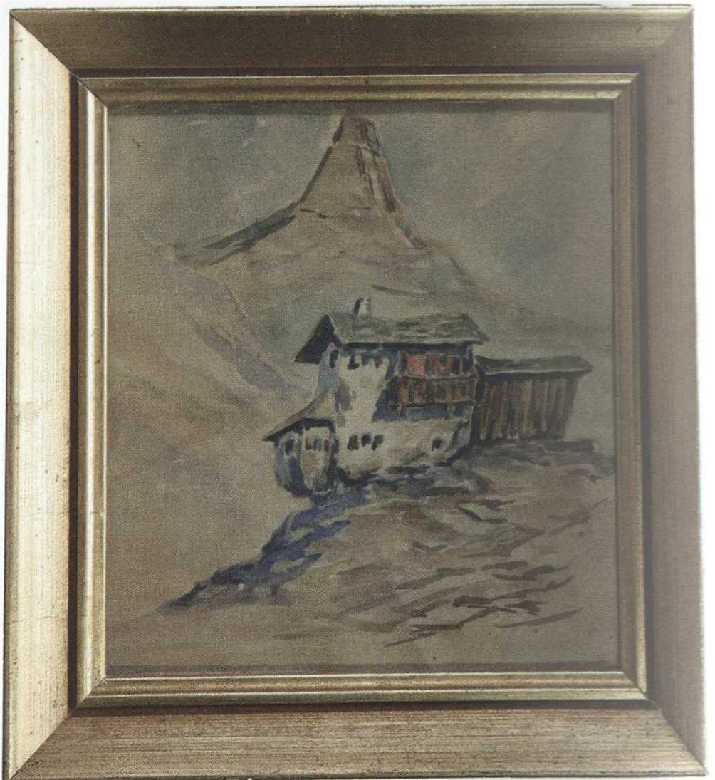 Aquarellbild »Almhütte vor dem Matterhorn« von Georg Tauber